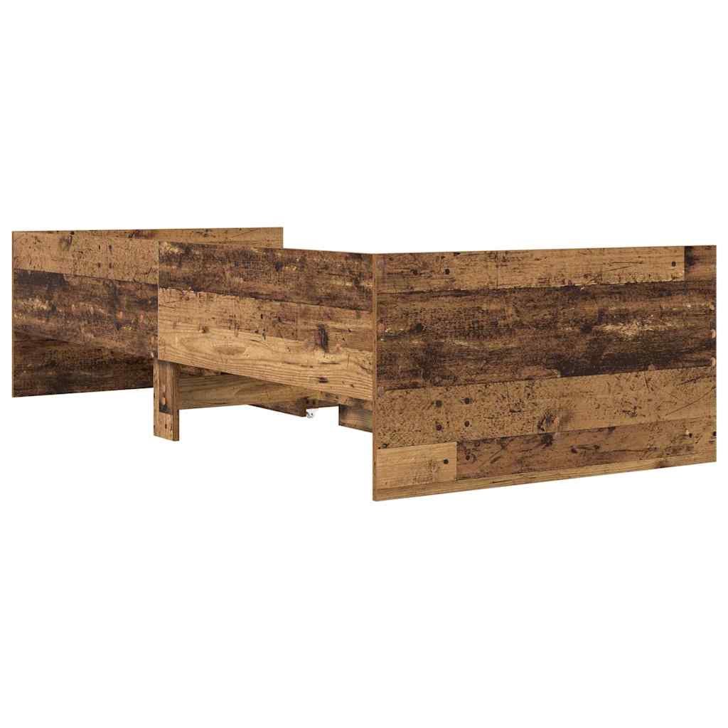 vidaXL Σκελετός Κρεβατιού Παλιό Ξύλο 90 x 190 cm Στερεά ξυλεία πεύκου