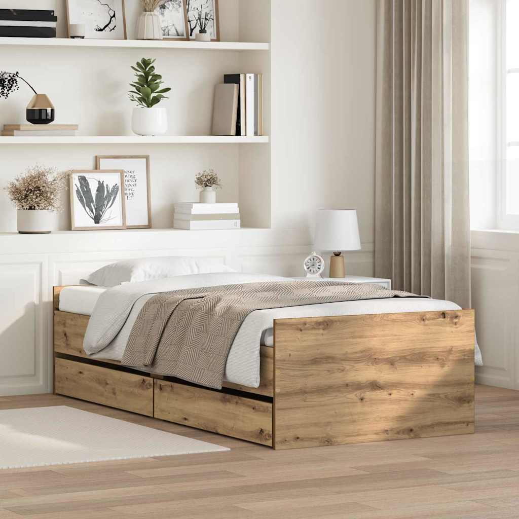 vidaXL Σκελετός Κρεβατιού Artisan Oak 90 x 190 cm Στερεά ξυλεία πεύκου