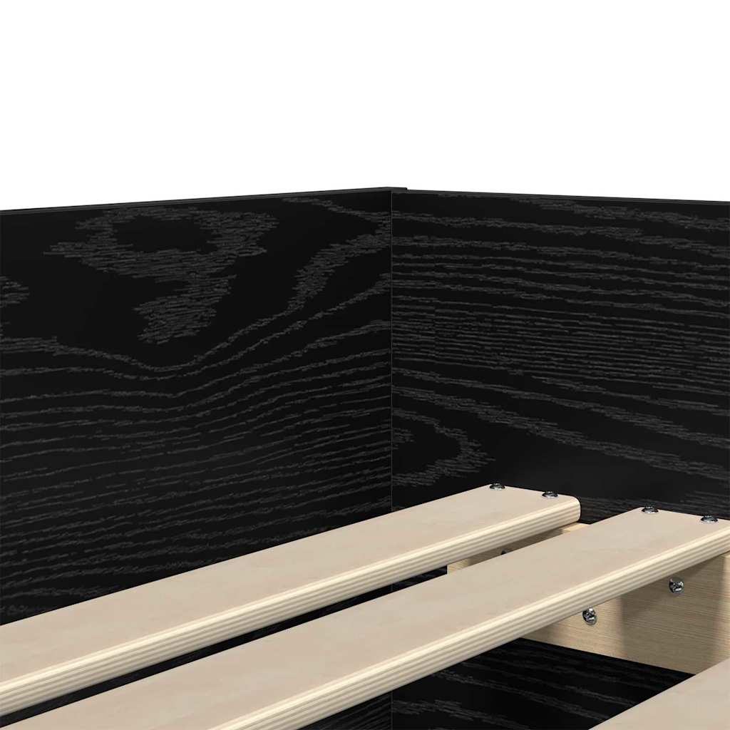 vidaXL Σκελετός Κρεβατιού Μαύρη Οξυά 90 x 190 cm Στερεά ξυλεία πεύκου