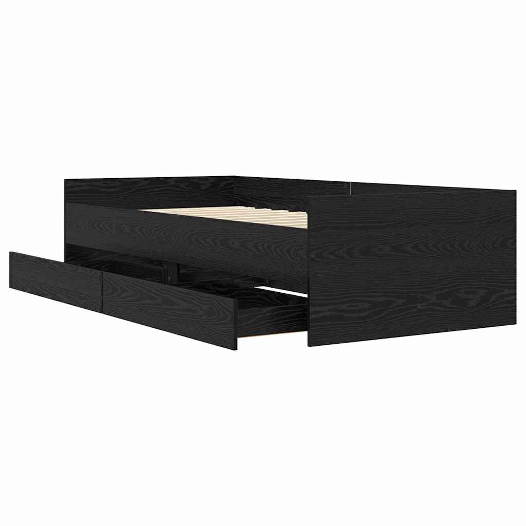 vidaXL Σκελετός Κρεβατιού Μαύρη Οξυά 90 x 190 cm Στερεά ξυλεία πεύκου