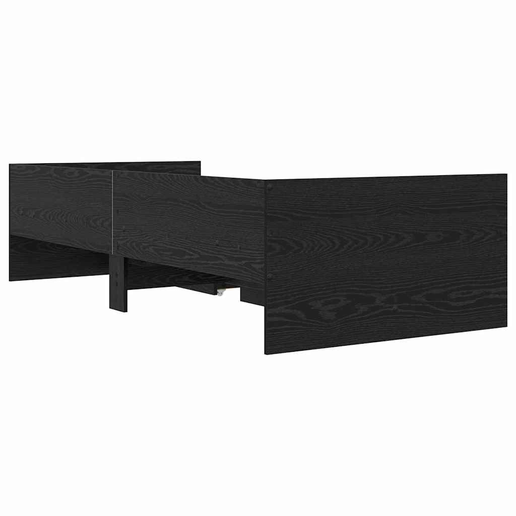 vidaXL Σκελετός Κρεβατιού Μαύρη Οξυά 90 x 190 cm Στερεά ξυλεία πεύκου