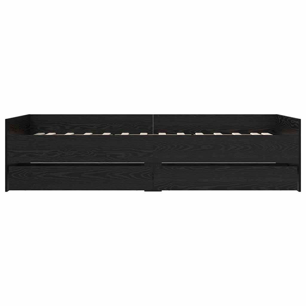 vidaXL Σκελετός Κρεβατιού Μαύρη Οξυά 90 x 190 cm Στερεά ξυλεία πεύκου