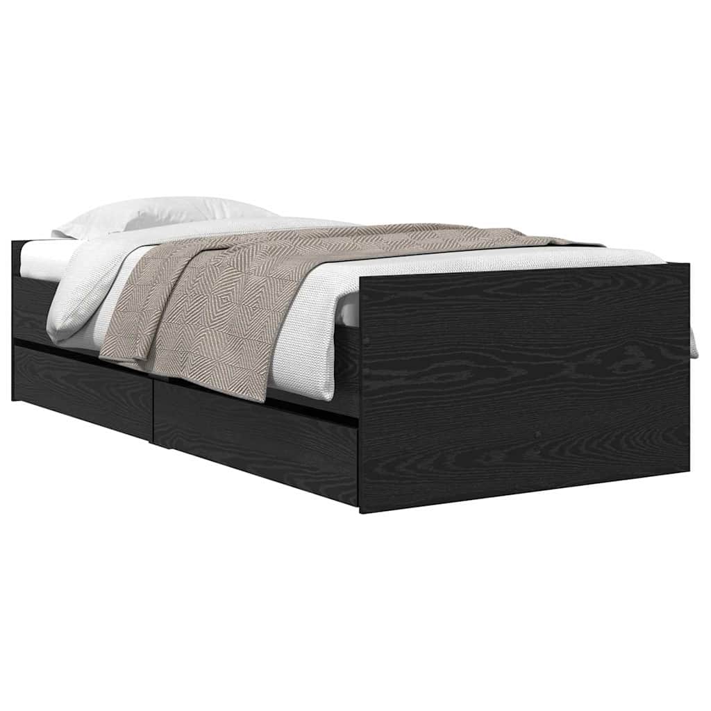 vidaXL Σκελετός Κρεβατιού Μαύρη Οξυά 90 x 190 cm Στερεά ξυλεία πεύκου