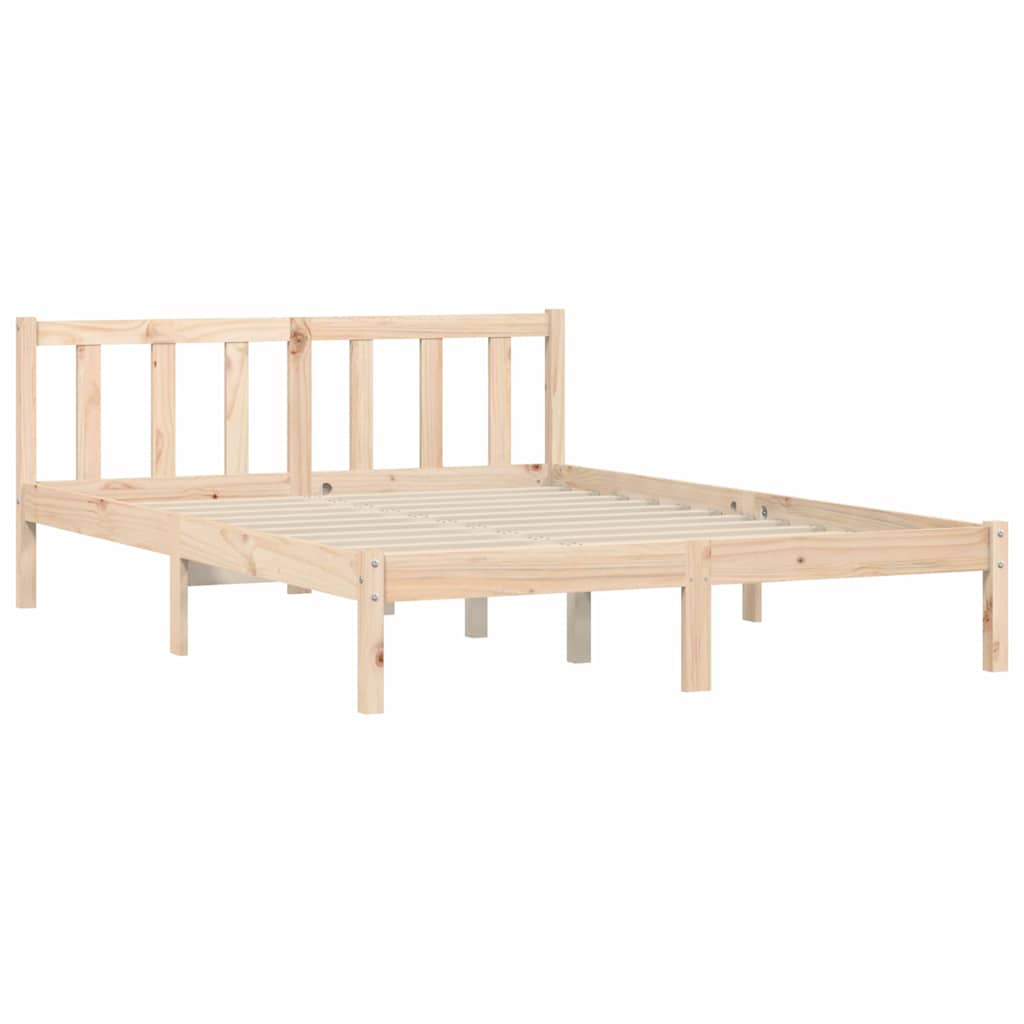 vidaXL Σκελετός Κρεβατιού Φυσικό 152 x 203 cm Στερεό ξύλο πεύκου