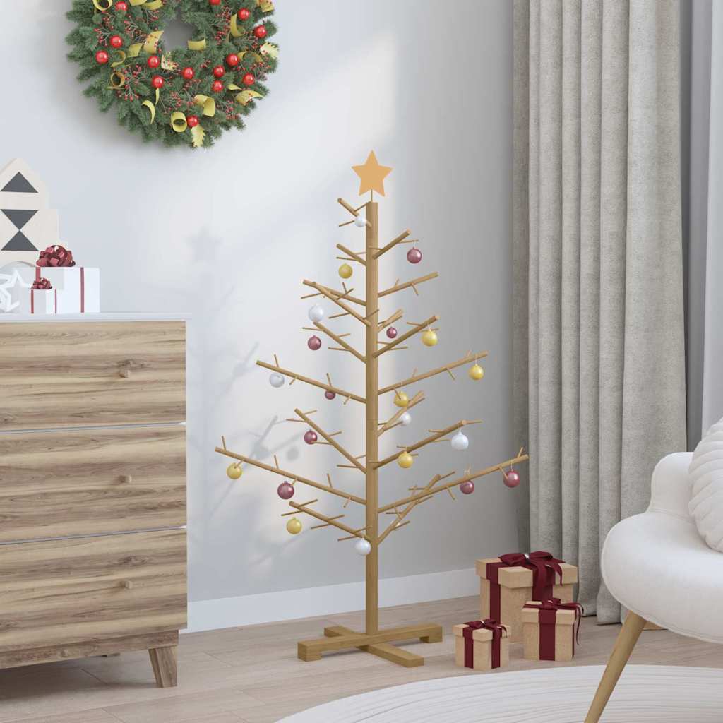 vidaXL Ξύλινο Χριστουγεννιάτικο Δέντρο Καφέ 125 cm Μασίφ ξύλο πεύκου