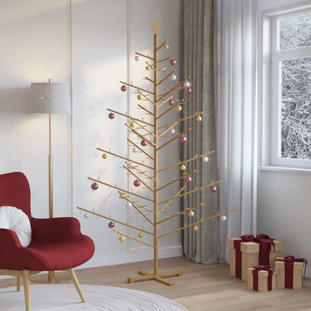 vidaXL Ξύλινο Χριστουγεννιάτικο Δέντρο Καφέ 210 cm Μασίφ ξύλο πεύκου