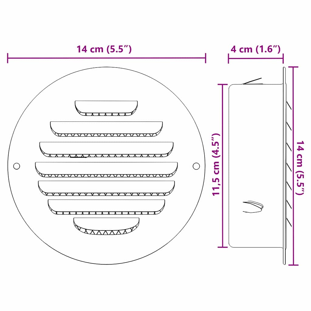 vidaXL Καπάκια Αερισμού 4 pcs Ασημί 125 mm Ανοξείδωτο ατσάλι
