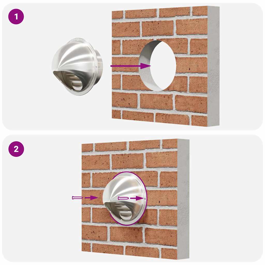 vidaXL Καπάκια Αερισμού 2 pcs Ασημί 100 mm Ανοξείδωτο ατσάλι
