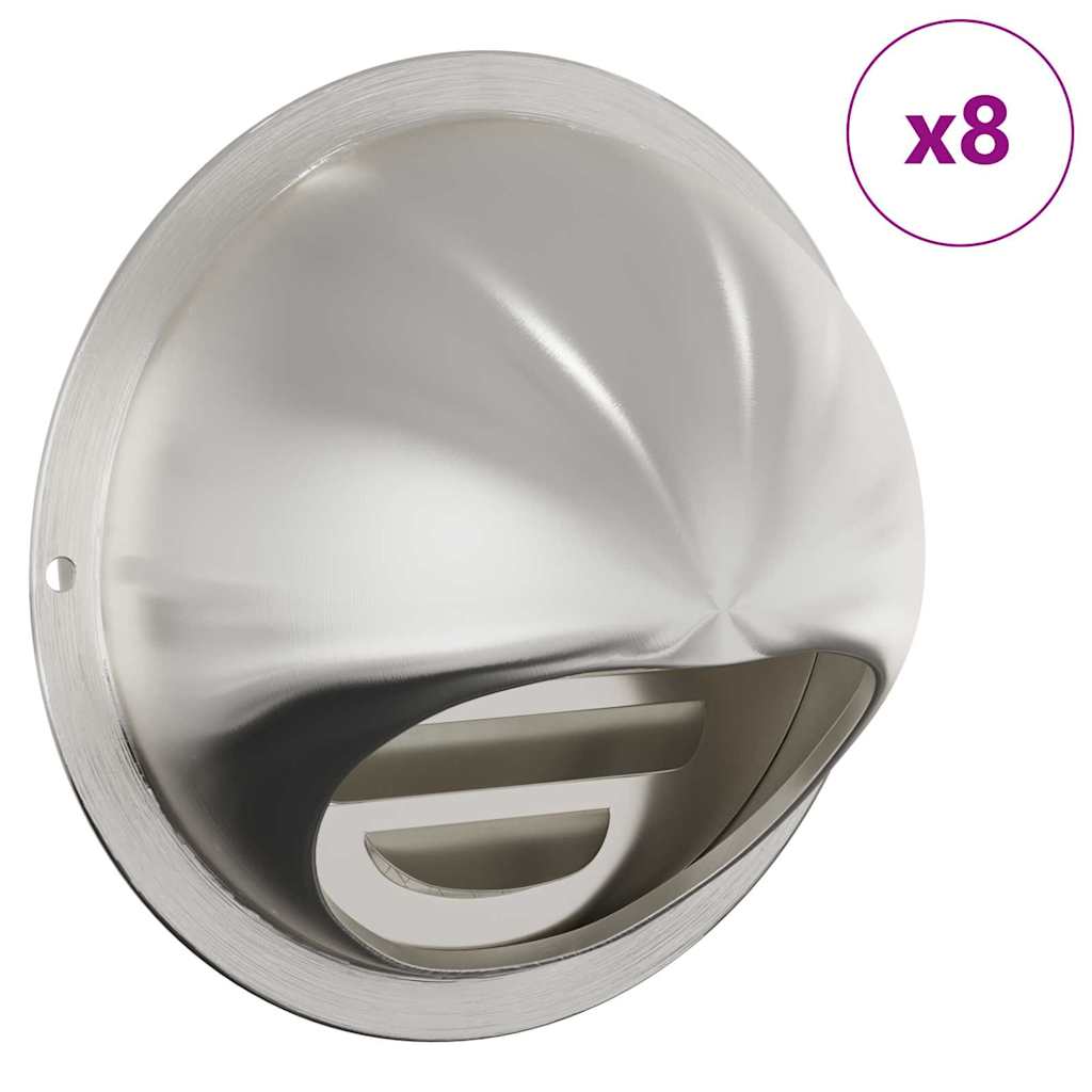 vidaXL Καπάκια Αερισμού 8 pcs Ασημί 100 mm Ανοξείδωτο ατσάλι