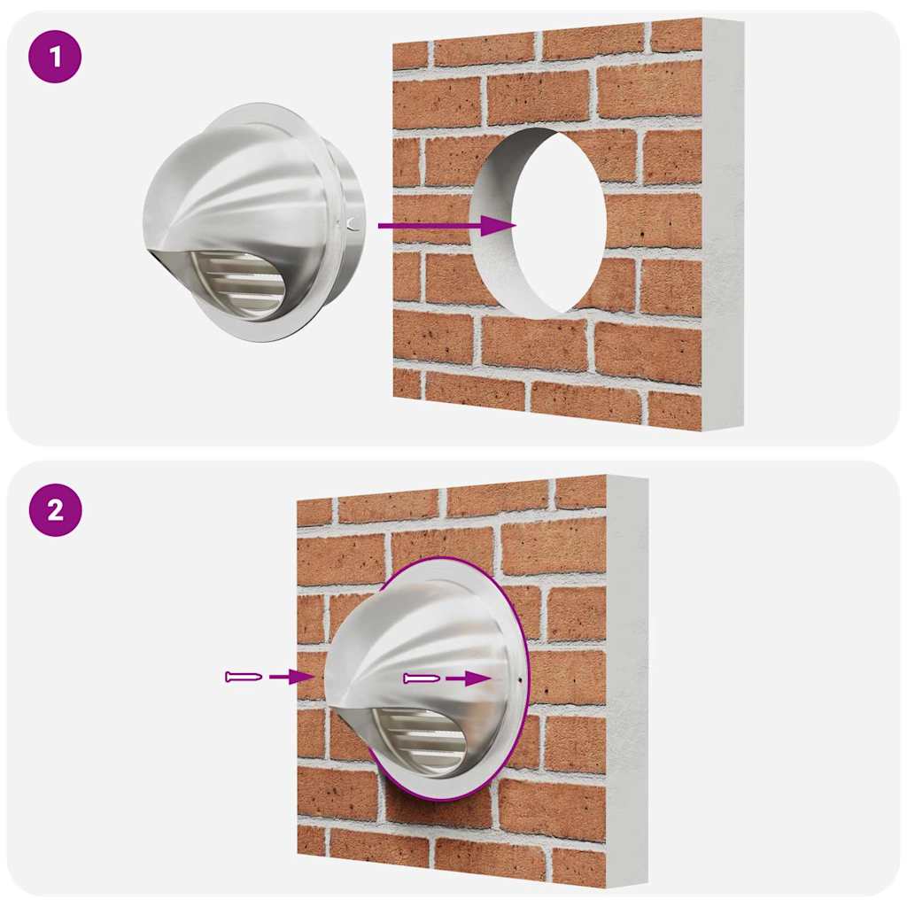 vidaXL Καπάκια Αερισμού 2 pcs Ασημί 150 mm Ανοξείδωτο ατσάλι