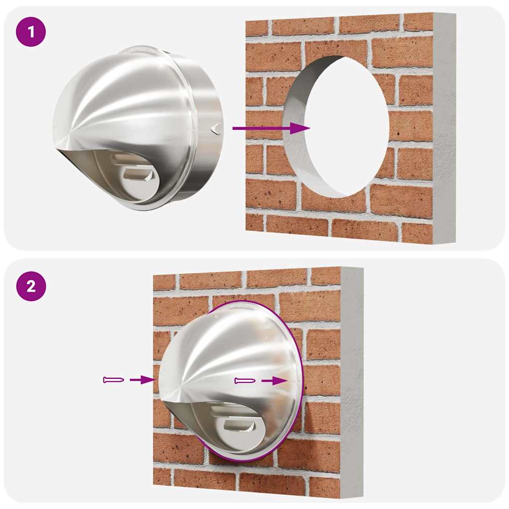 vidaXL Καπάκια Αερισμού 8 pcs Ασημί 200 mm Ανοξείδωτο ατσάλι
