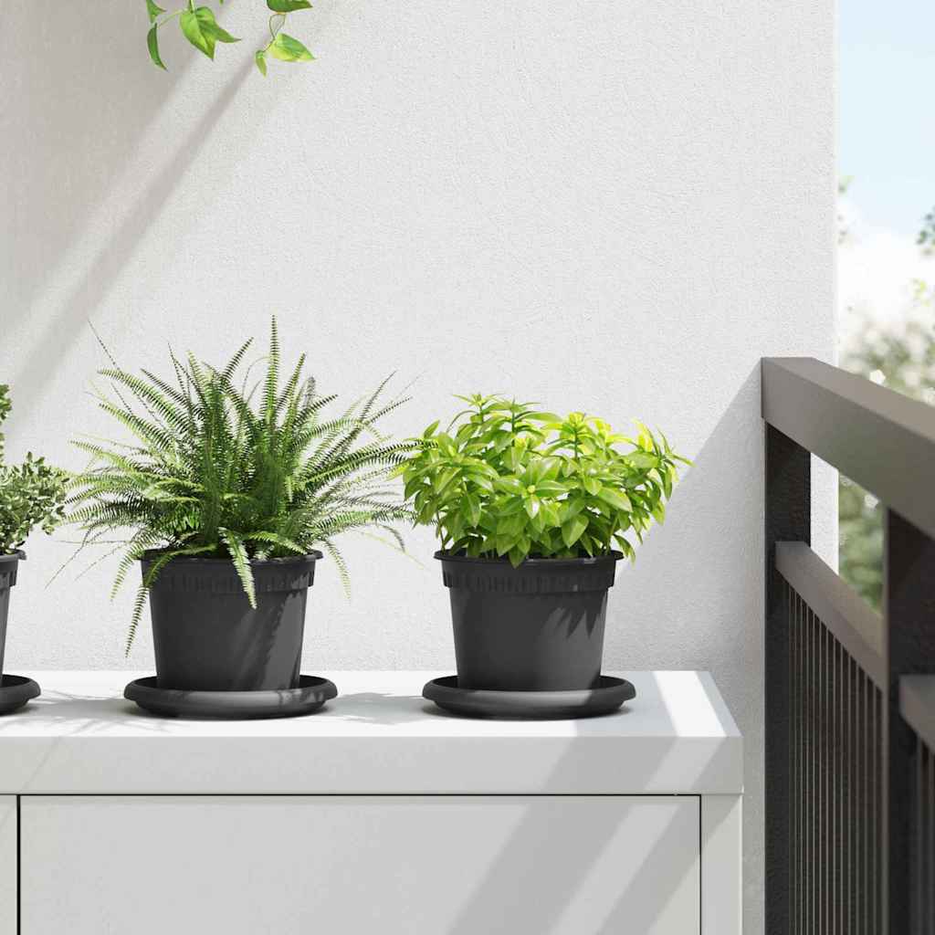 vidaXL Στρογγυλή Γλάστρα Λουλουδιών 6 pcs Μαύρο Ø 12,5 x 10 εκ