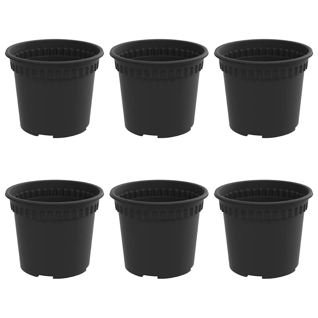 vidaXL Στρογγυλή Γλάστρα Λουλουδιών 6 pcs Μαύρο Ø 12,5 x 10 εκ