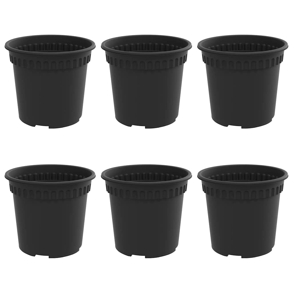vidaXL Στρογγυλή Γλάστρα Λουλουδιών 6 pcs Μαύρο Ø 15 x 12 cm Πλαστικό