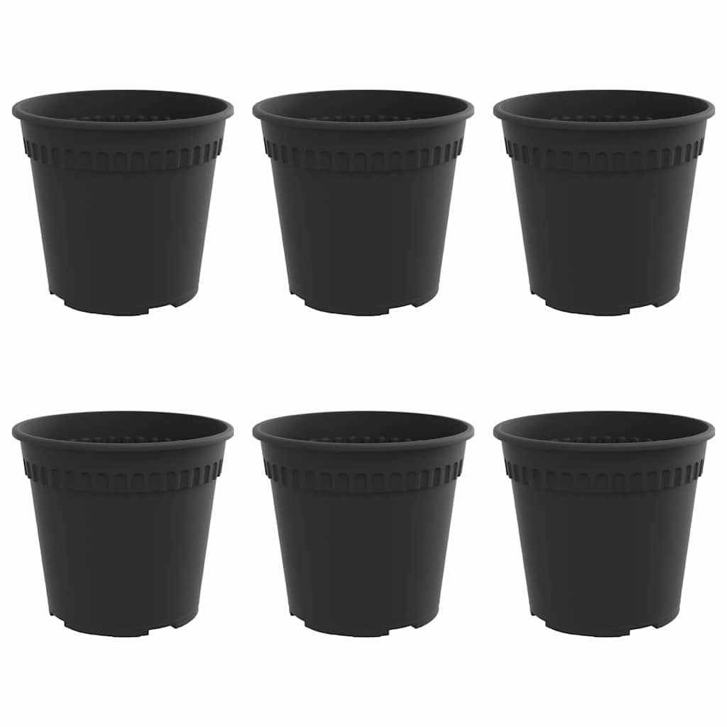 vidaXL Στρογγυλή Γλάστρα Λουλουδιών 6 pcs Μαύρο Ø 17 x 14 εκ Πλαστικό