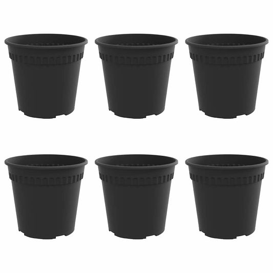 vidaXL Στρογγυλή Γλάστρα Λουλουδιών 6 pcs Μαύρο Ø 17 x 14 εκ Πλαστικό