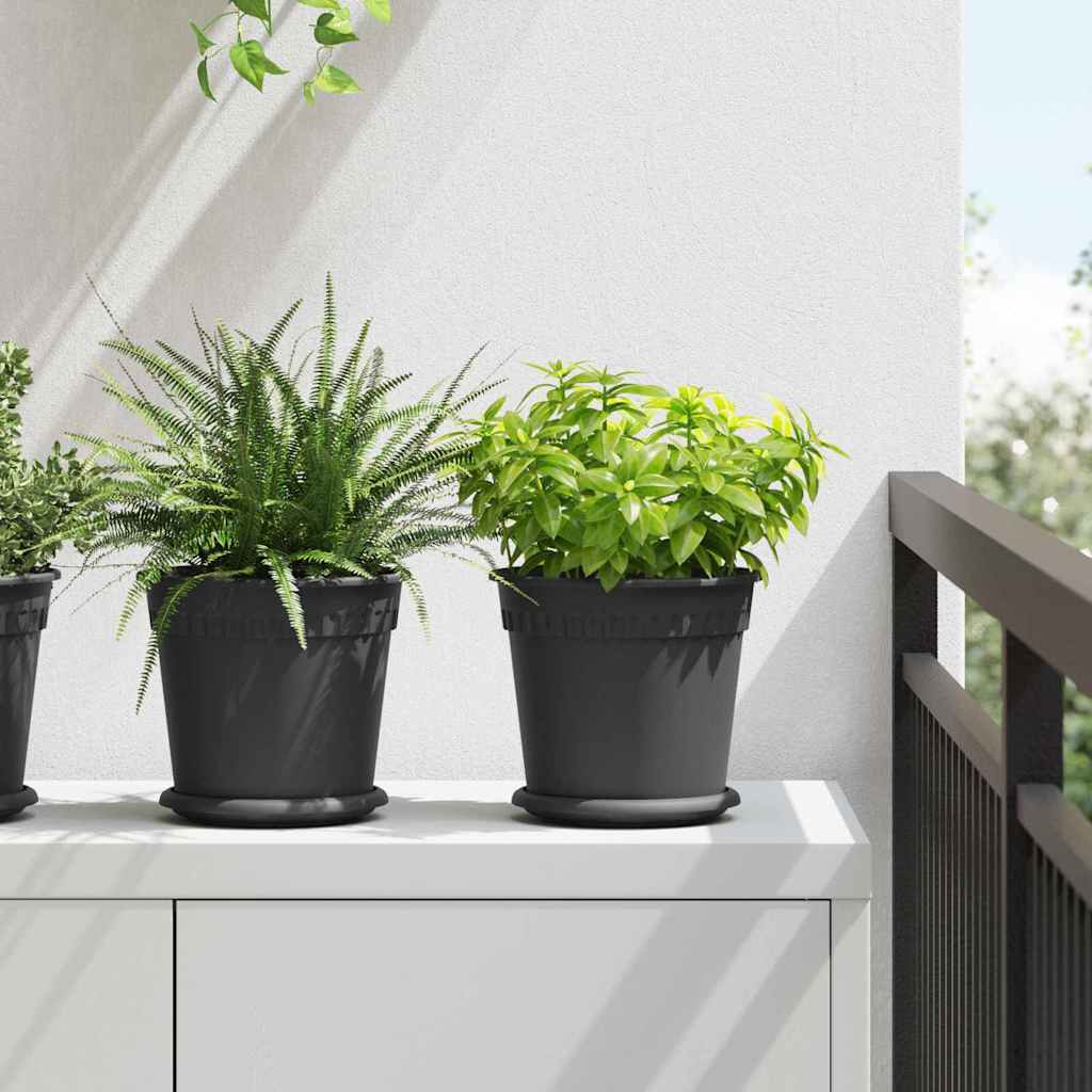 vidaXL Στρογγυλή Γλάστρα Λουλουδιών 6 pcs Μαύρο Ø 19 x 16 εκ Πλαστικό