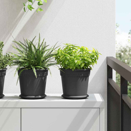 vidaXL Στρογγυλή Γλάστρα Λουλουδιών 6 pcs Μαύρο Ø 19 x 16 εκ Πλαστικό