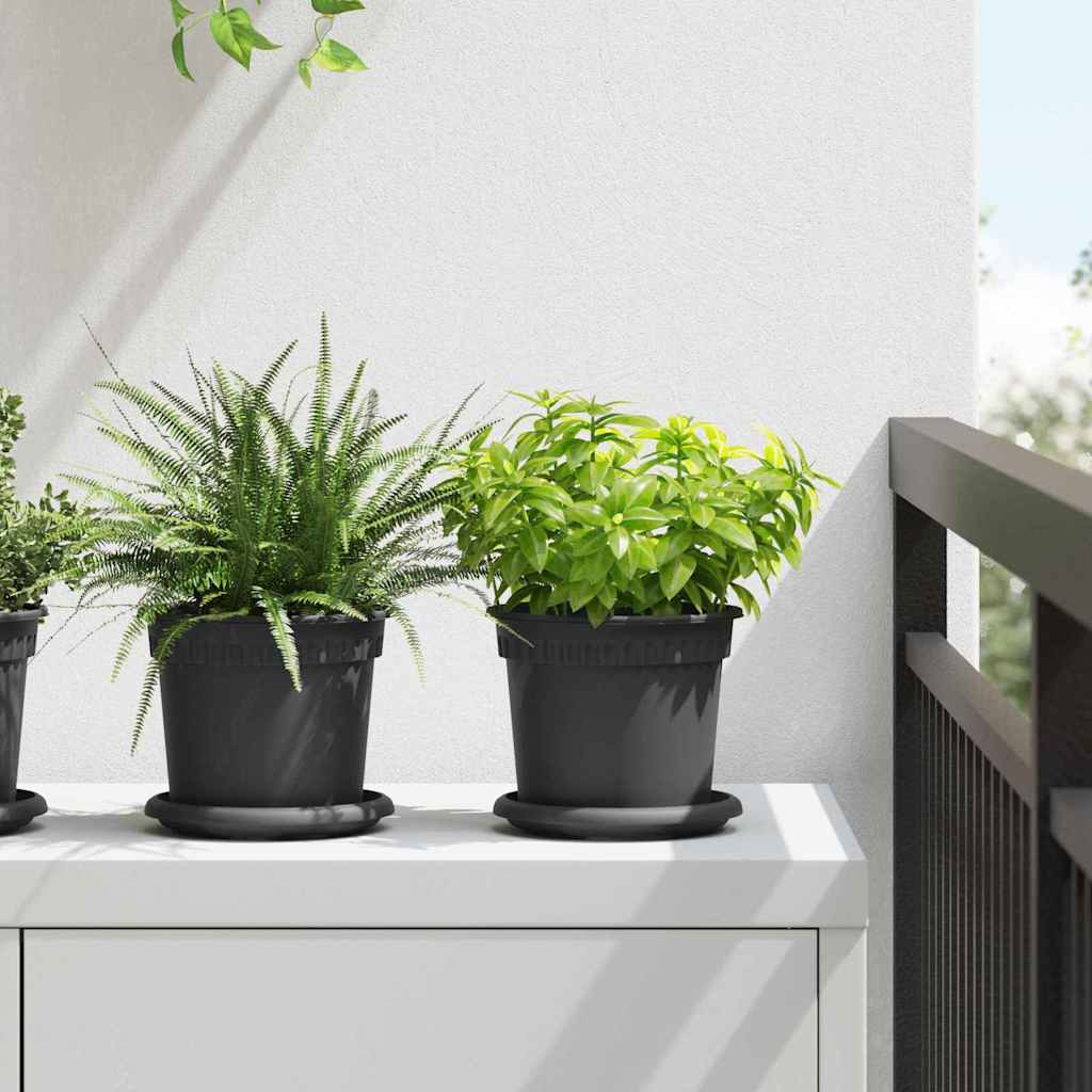 vidaXL Στρογγυλή Γλάστρα Λουλουδιών 24 pcs Μαύρο Ø 15 x 12 cm Πλαστικό