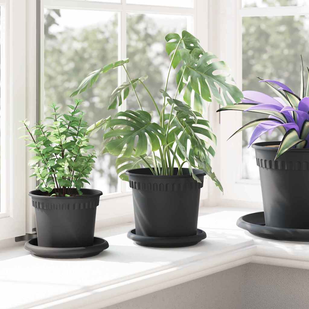 vidaXL Στρογγυλή Γλάστρα Λουλουδιών 24 pcs Μαύρο Ø 15 x 12 cm Πλαστικό