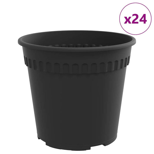 vidaXL Στρογγυλή Γλάστρα Λουλουδιών 24 pcs Μαύρο Ø 17 x 14 εκ Πλαστικό