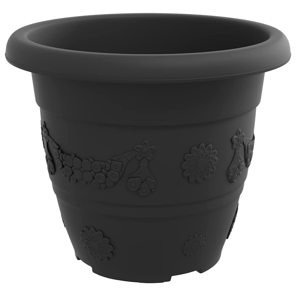 vidaXL Στρογγυλή Γλάστρα Λουλουδιών 6 pcs Μαύρο Ø 26 x 21.5 εκ.