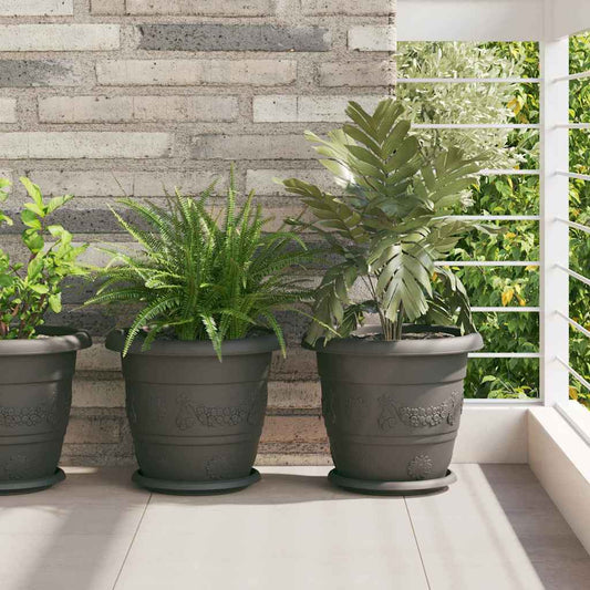 vidaXL Στρογγυλή Γλάστρα Λουλουδιών 6 pcs Μαύρο Ø 26 x 21.5 εκ.