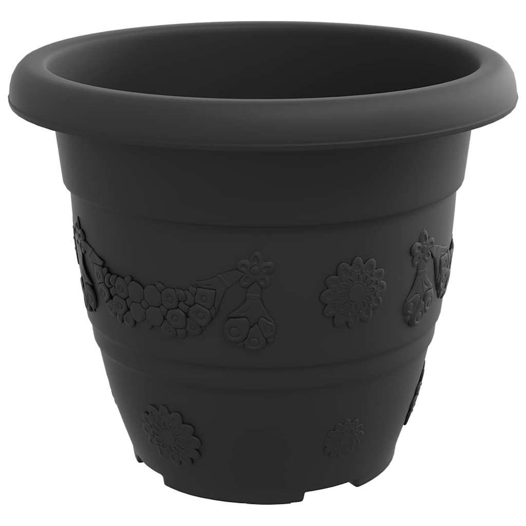 vidaXL Στρογγυλή Γλάστρα Λουλουδιών 24 pcs Μαύρο Ø 26 x 21.5 εκ.
