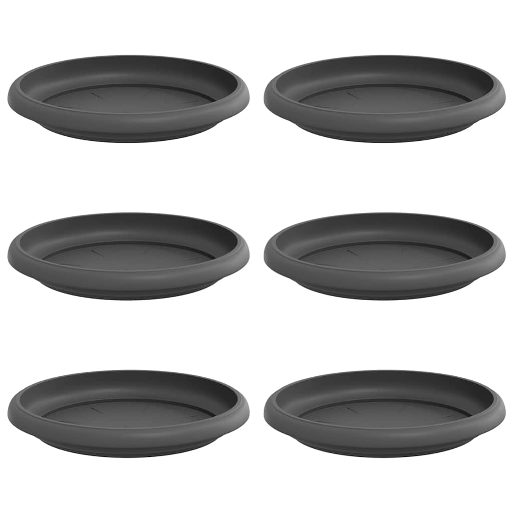 vidaXL Στρογγυλός Δίσκος Λουλουδιών 6 pcs Μαύρο Ø 14 x 2 εκ Πλαστικό