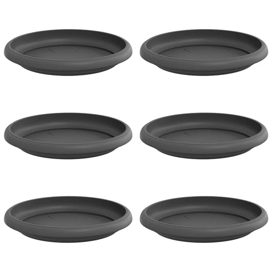 vidaXL Στρογγυλός Δίσκος Λουλουδιών 6 pcs Μαύρο Ø 14 x 2 εκ Πλαστικό