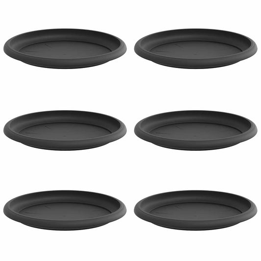 vidaXL Στρογγυλός Δίσκος Λουλουδιών 6 pcs Μαύρο Ø 17,5 x 2 εκ Πλαστικό