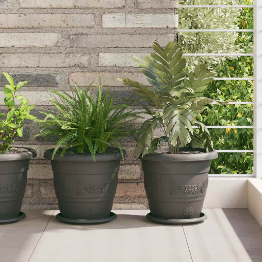 vidaXL Στρογγυλός Δίσκος Λουλουδιών 6 pcs Μαύρο Ø 19 x 2 εκ Πλαστικό