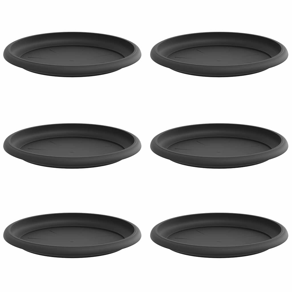 vidaXL Στρογγυλός Δίσκος Λουλουδιών 6 pcs Μαύρο Ø 19 x 2 εκ Πλαστικό