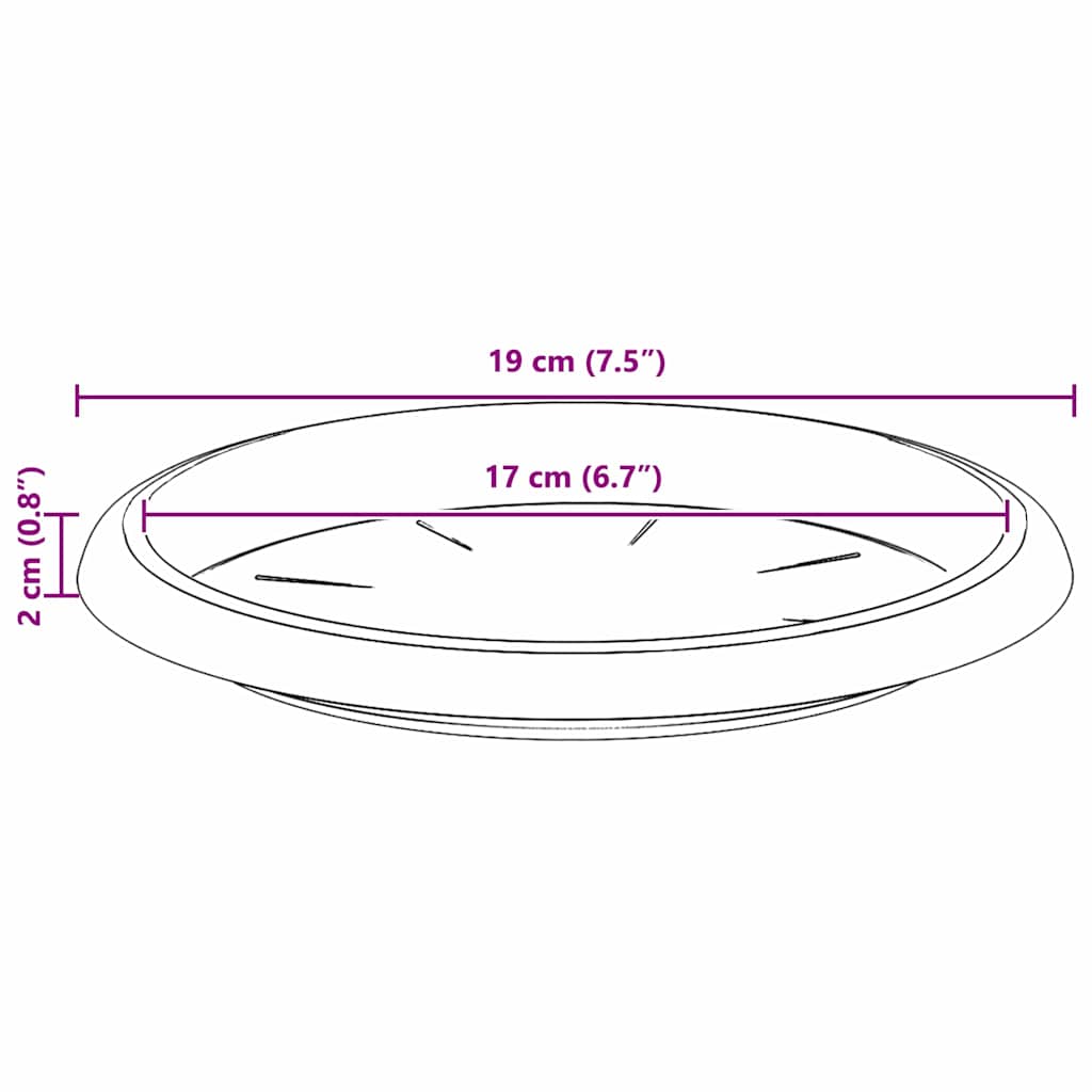 vidaXL Στρογγυλός Δίσκος Λουλουδιών 6 pcs Μαύρο Ø 19 x 2 εκ Πλαστικό