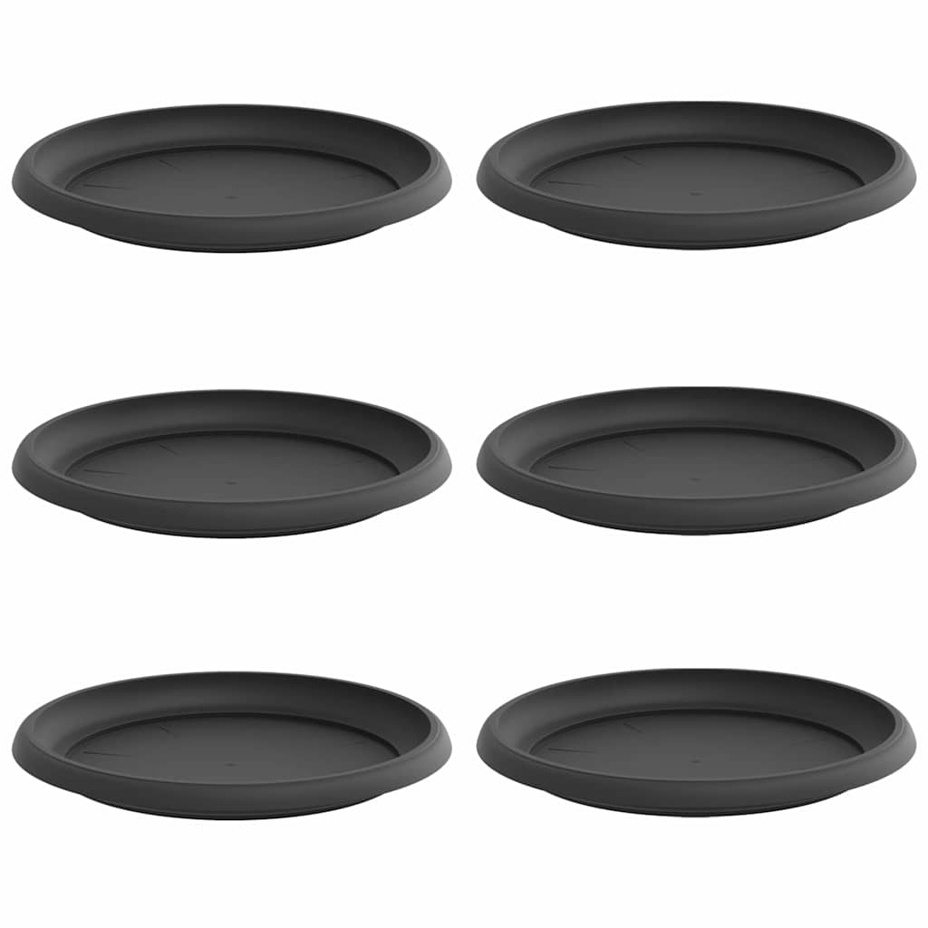 vidaXL Στρογγυλός Δίσκος Λουλουδιών 6 pcs Μαύρο Ø 14 x 2 εκ Πλαστικό