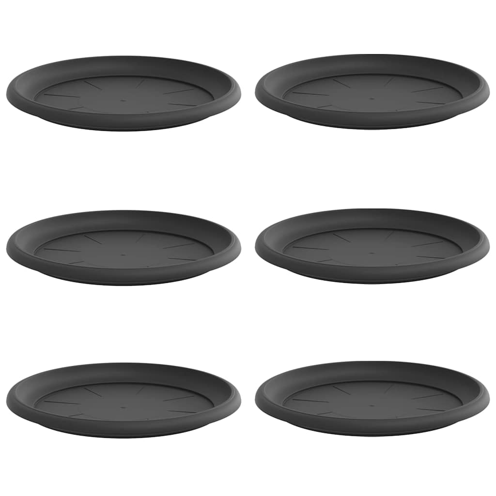 vidaXL Στρογγυλός Δίσκος Λουλουδιών 6 pcs Μαύρο Ø 14 x 2 εκ Πλαστικό