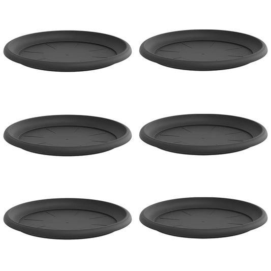 vidaXL Στρογγυλός Δίσκος Λουλουδιών 6 pcs Μαύρο Ø 14 x 2 εκ Πλαστικό
