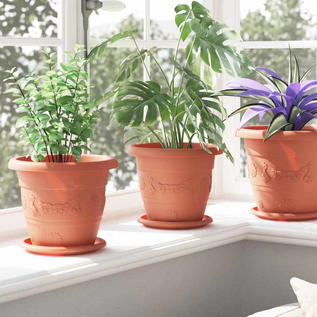 vidaXL Στρογγυλός Δίσκος Λουλουδιών 24 pcs Κεραμιδί Ø 14 x 2 εκ