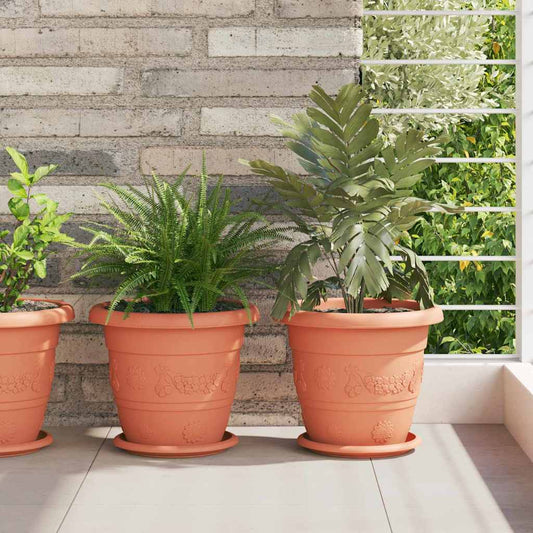 vidaXL Στρογγυλός Δίσκος Λουλουδιών 24 pcs Κεραμιδί Ø 14 x 2 εκ