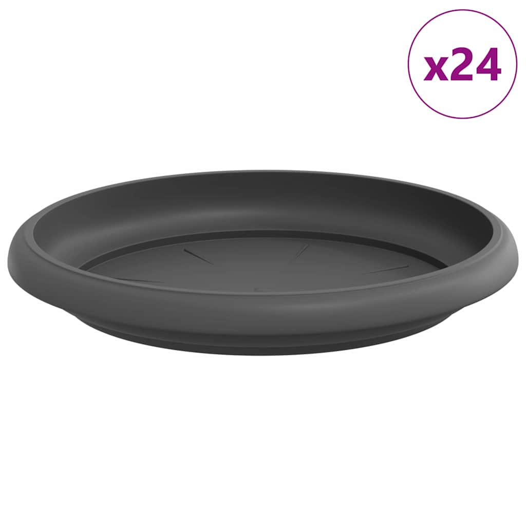 vidaXL Στρογγυλός Δίσκος Λουλουδιών 24 pcs Μαύρο Ø 15,5 x 2 εκ