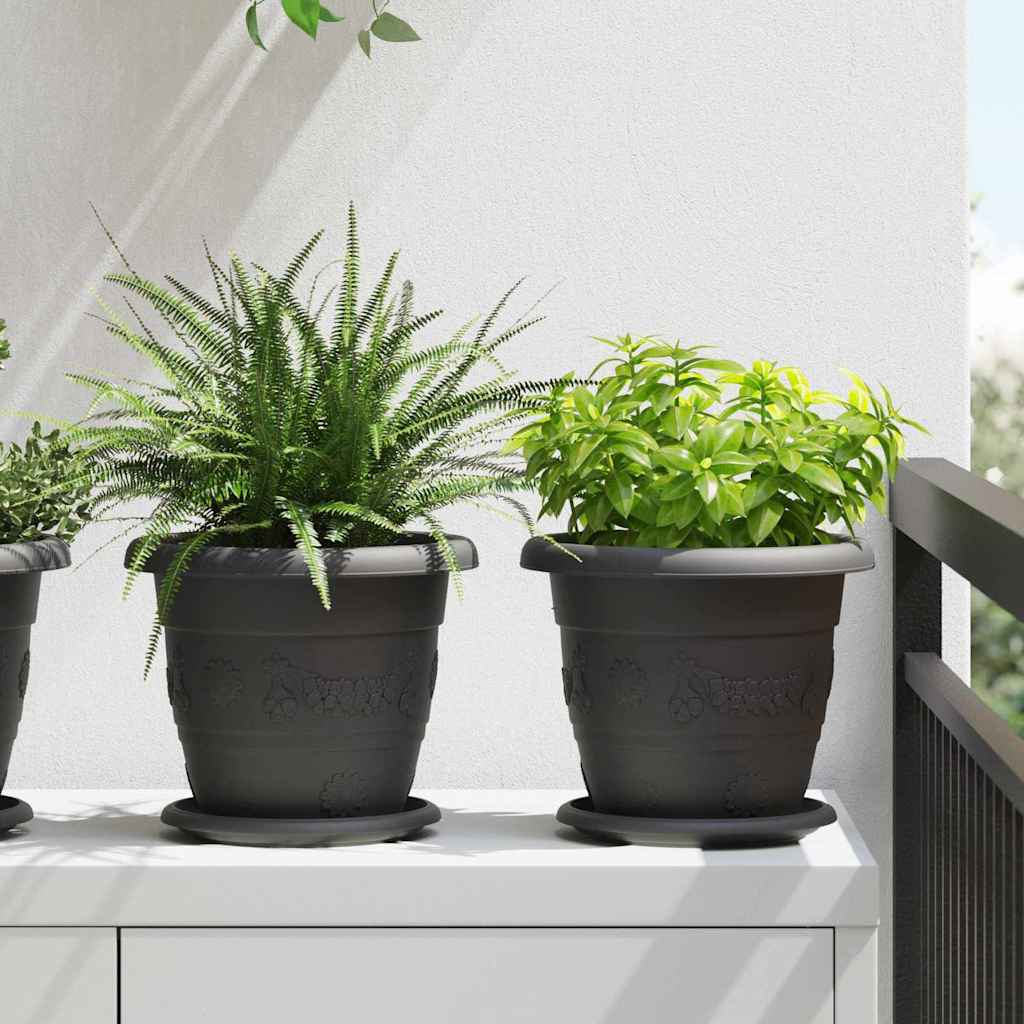 vidaXL Στρογγυλός Δίσκος Λουλουδιών 24 pcs Μαύρο Ø 17,5 x 2 εκ