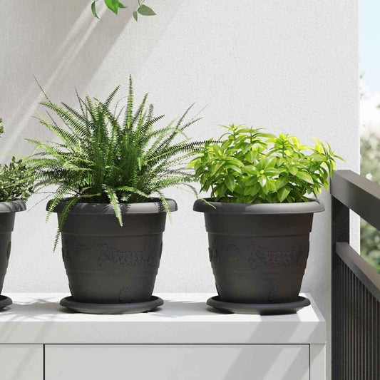 vidaXL Στρογγυλός Δίσκος Λουλουδιών 24 pcs Μαύρο Ø 17,5 x 2 εκ