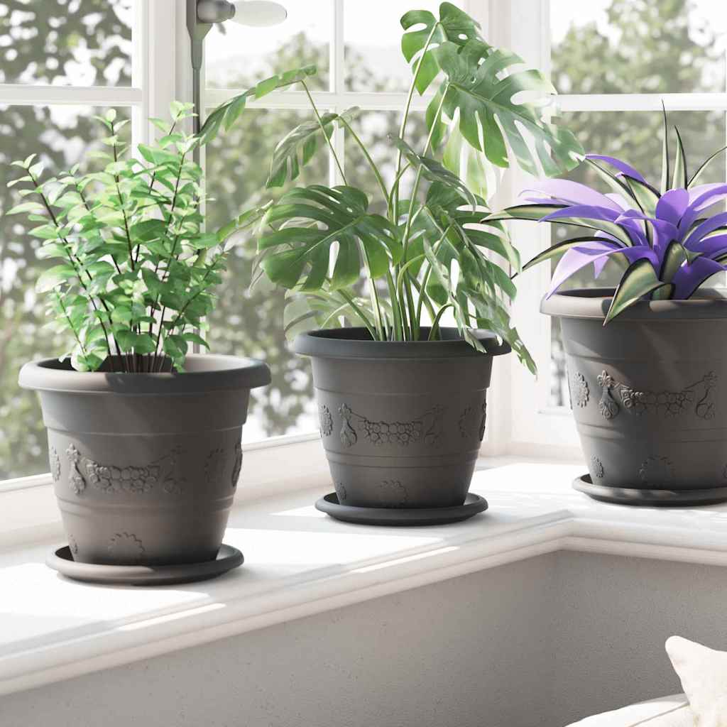 vidaXL Στρογγυλός Δίσκος Λουλουδιών 24 pcs Μαύρο Ø 17,5 x 2 εκ