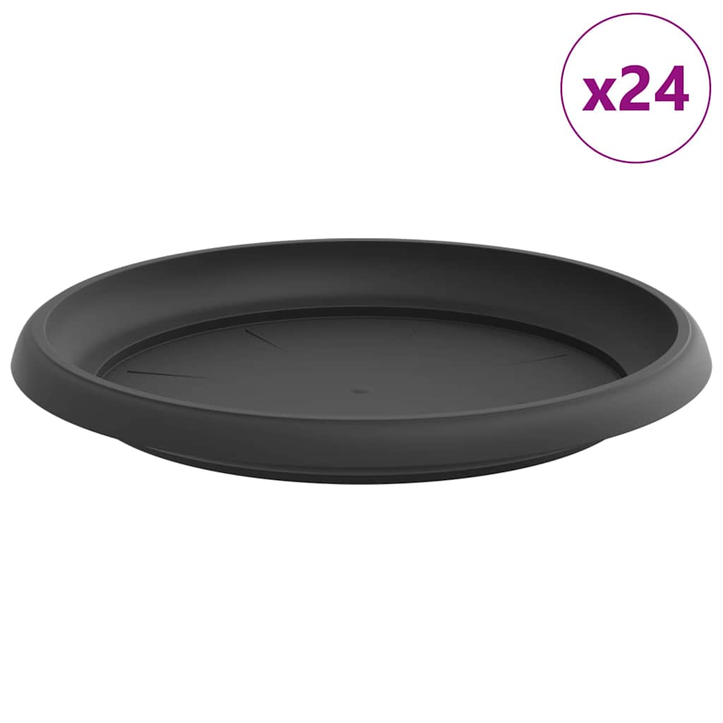 vidaXL Στρογγυλός Δίσκος Λουλουδιών 24 pcs Μαύρο Ø 21,5 x 2,5 εκ