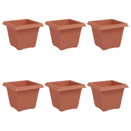 vidaXL Τετράγωνη Γλάστρα για Λουλούδια 6 pcs Κεραμιδί 20 x 20 x 16 εκ