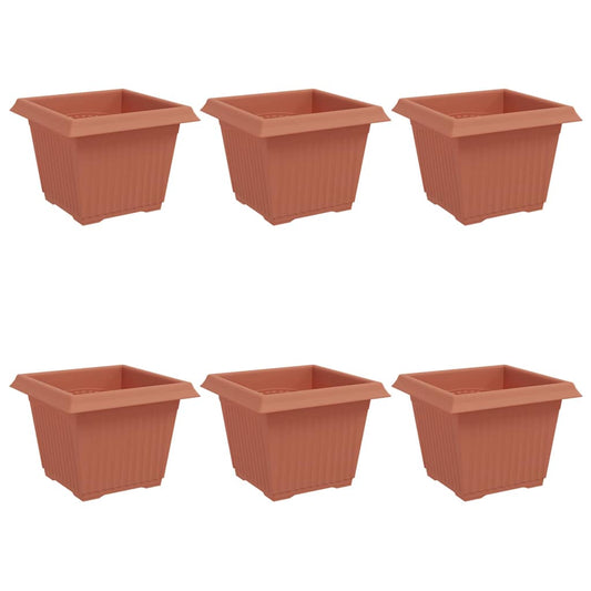 vidaXL Τετράγωνη Γλάστρα για Λουλούδια 6 pcs Κεραμιδί Πλαστικό