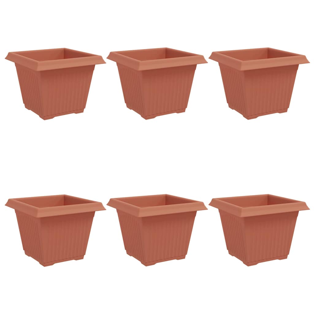 vidaXL Τετράγωνη Γλάστρα για Λουλούδια 6 pcs Κεραμιδί Πλαστικό