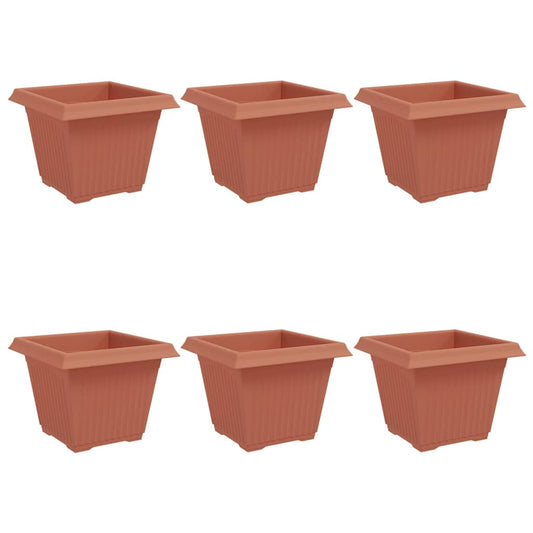 vidaXL Τετράγωνη Γλάστρα για Λουλούδια 6 pcs Κεραμιδί Πλαστικό