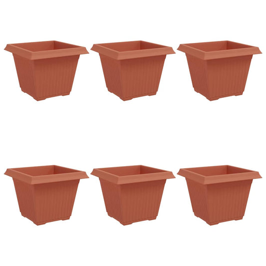 vidaXL Τετράγωνη Γλάστρα για Λουλούδια 6 pcs Κεραμιδί Πλαστικό