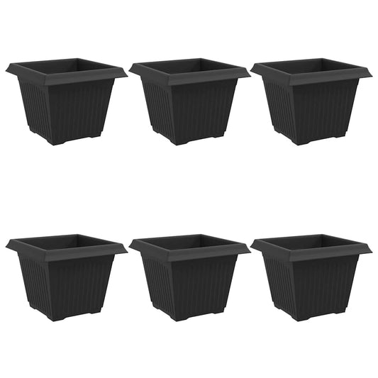 vidaXL Τετράγωνη Γλάστρα για Λουλούδια 6 pcs Μαύρο 28,5 x 28,5 x 22 εκ